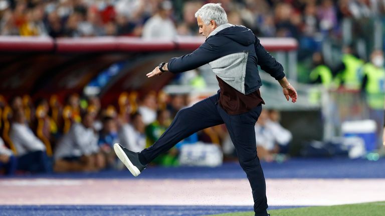 Jose Mourinho was sent off during Roma's 0-0 draw with Napoli