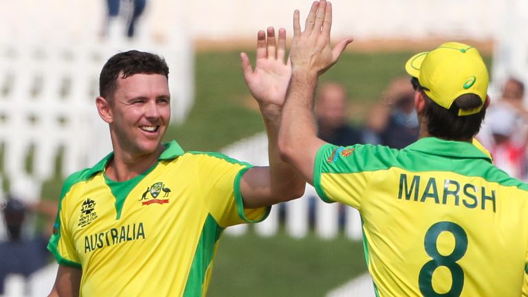 Josh Hazlewood took two wickets in an impressive bowling Australian bowling performance