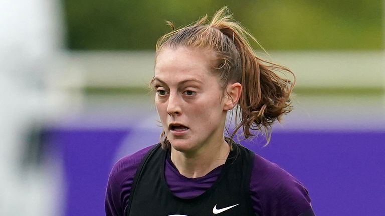 Keira Walsh trains with the England Women squad ahead of their World Cup qualifier against Northern Ireland