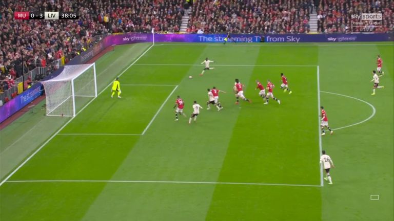There is no Manchester United shirt within 10 yards of Naby Keita, allowing him to set up Salah's first goal of the afternoon and Liverpool's third