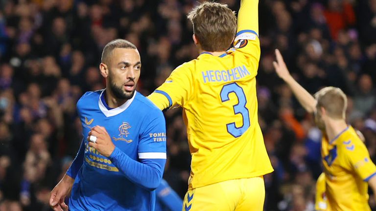 Kemar Roofe gives Rangers a 2-0 lead vs Brondby with the goal being given after a VAR review 