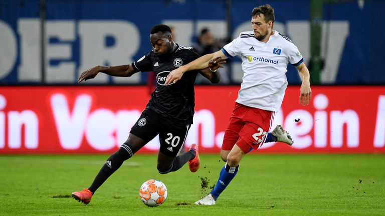 AP - Fortuna Dusseldorf's Khaley Narey (left) has alleged he was racially abused 