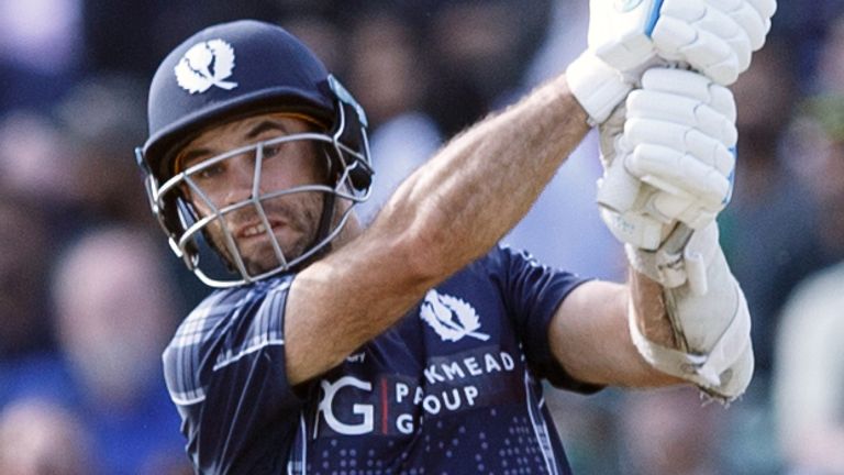 Kyle Coetzer of Scotland is caught out during the International T20 match at The Grange, Edinburgh. PRESS ASSOCIATION Photo. Picture date: Tuesday June 12, 2018. See PA story CRICKET Scotland. Photo credit should read: Robert Perry/PA Wire                                