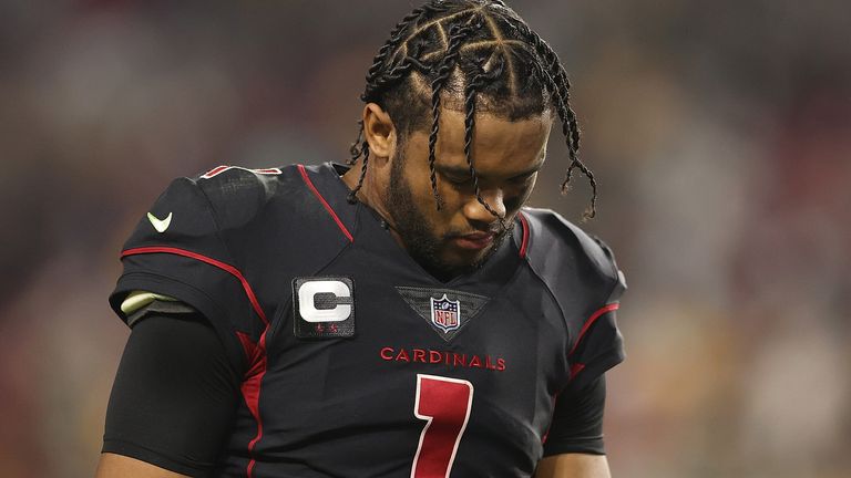 A dejected Kyler Murray after the Arizona Cardinals suffered their first loss of the season to the Green Bay Packers on Thursday night