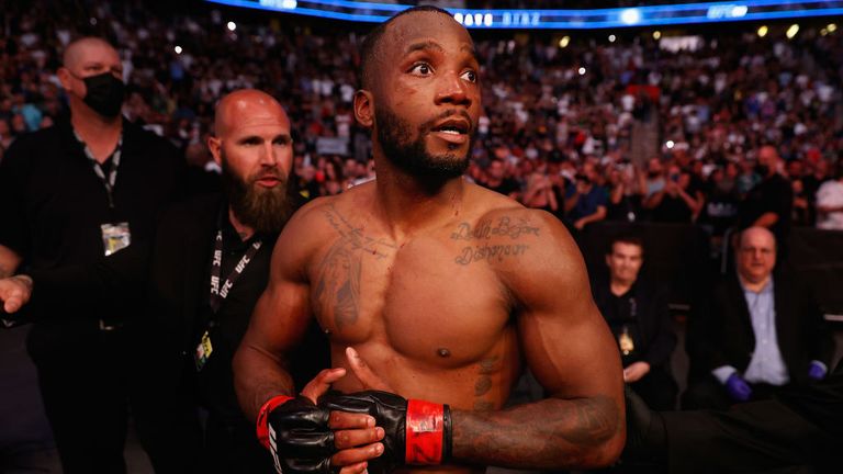 Leon Edwards of Jamaica leaves the octagon after defeating Nate Diaz in an unanimous decision during their UFC 263 welterweight match at Gila River Arena on June 12, 2021 in Glendale, Arizona.