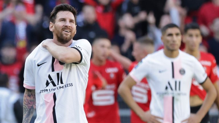 Lionel Messi watches on as PSG are beaten