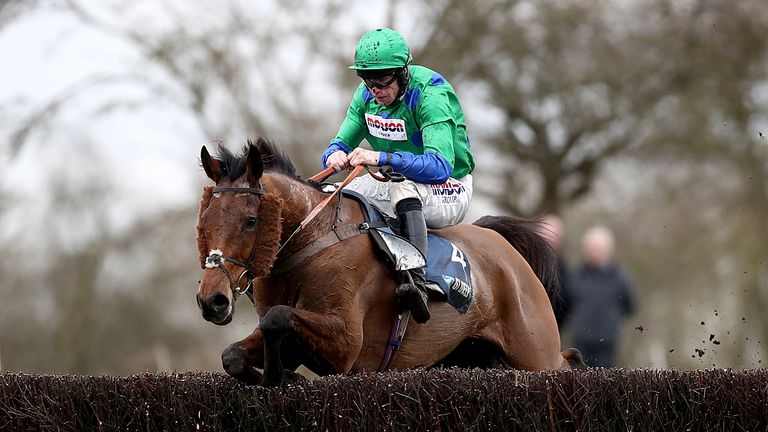 Truckers Lodge ridden by jockey Lorcan Williams on the way to winning the Midlands Grand National at Uttoxeter Racecourse
