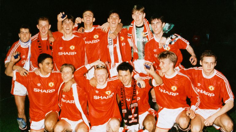 John O'Kane, Nicky Butt, Gary Neville, Ryan Giggs, David Beckham, Keith Gillespie and Robbie Savage are among the Class of '92 celebrating FA Youth Cup success