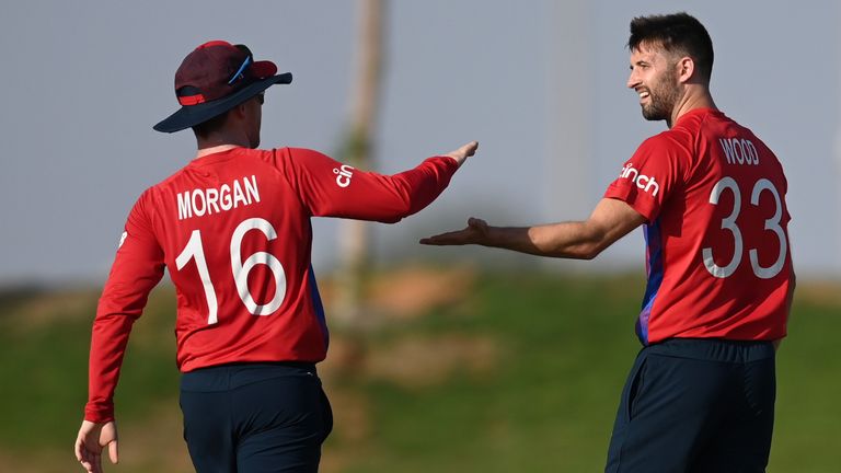 Eoin Morgan and Mark Wood, T20 World Cup (Getty Images)