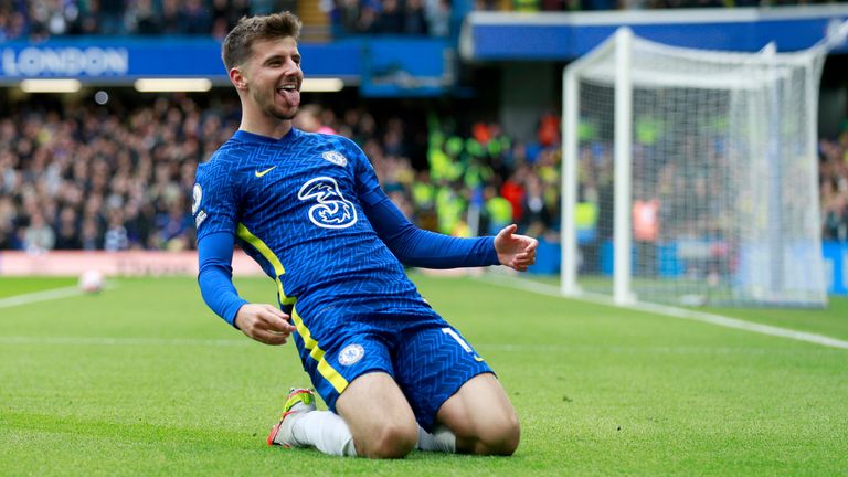 Mason Mount celebrates his goal against Norwich (AP)