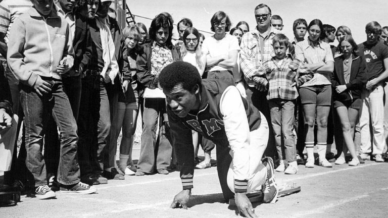 Aspiring Tracksters Could Do A Lot Worse Than Imitating This Style; An interested crowd of aspiring track competitors watched Army Capt. Mel Pender, a 1968 Olympic gold medal winner, demonstrate technique at a clinic Saturday at Denver Prap Stadium. Pender demonstrates start procedure.