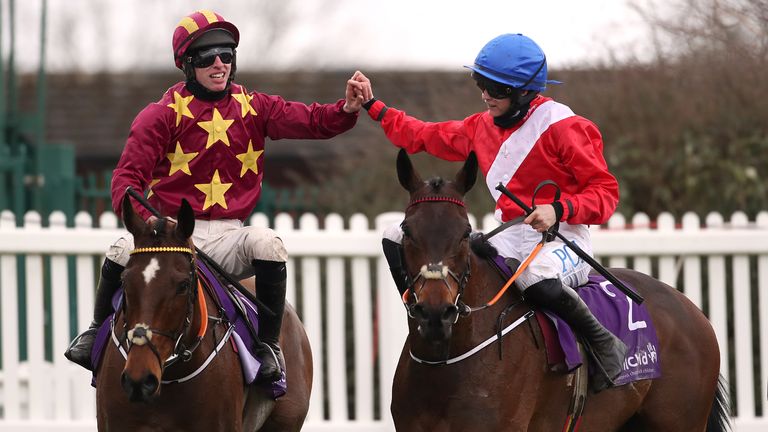 Minella Indo and A Plus Tard after finishing first and second in the Cheltenham Gold Cup