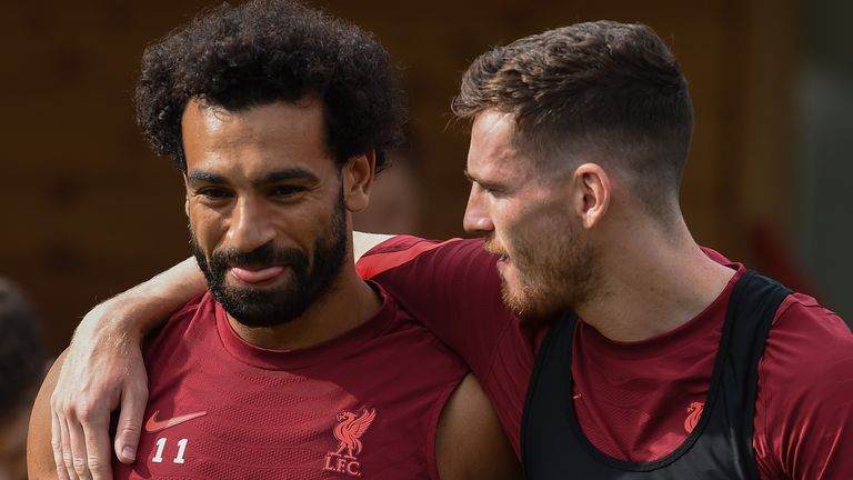 Liverpool forward Mohamed Salah (left) has been &#39;incredible this season&#39;, according to team-mate Andrew Robertson (Getty)