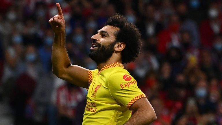 Mo Salah celebrates after scoring from the spot to give Liverpool a 3-2 lead