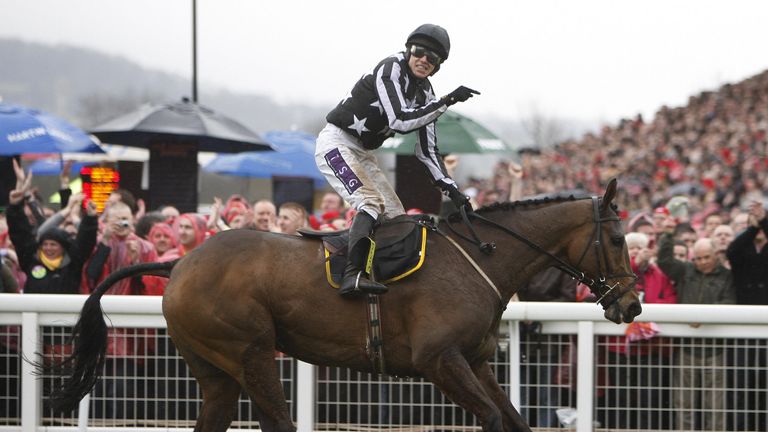 Brennan celebrates as Imperial Commander crosses the line first to win the Gold Cup at Cheltenham