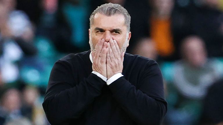 GLASGOW, SCOTLAND - OCTOBER 30: Celtic manager Ange Postecoglou during a Cinch Premiership match between Celtic and Livingston, on October 30, in Glasgow, Scotland. (Photo by Alan Harvey / SNS Group)