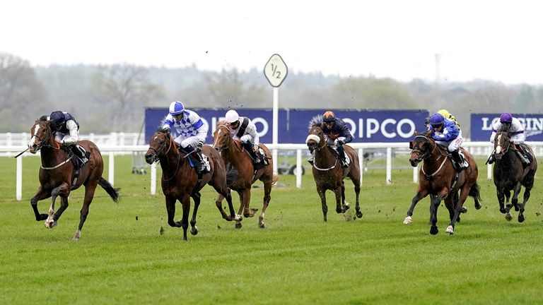 Ascot Races - Wednesday April 28th
Rohaan ridden by Ryan Moore (left) on their way to winning the QIPCO British Champions Series horseracinghof.com Pavilion Stakes at Ascot Racecourse. Picture date: Wednesday April 28, 2021.