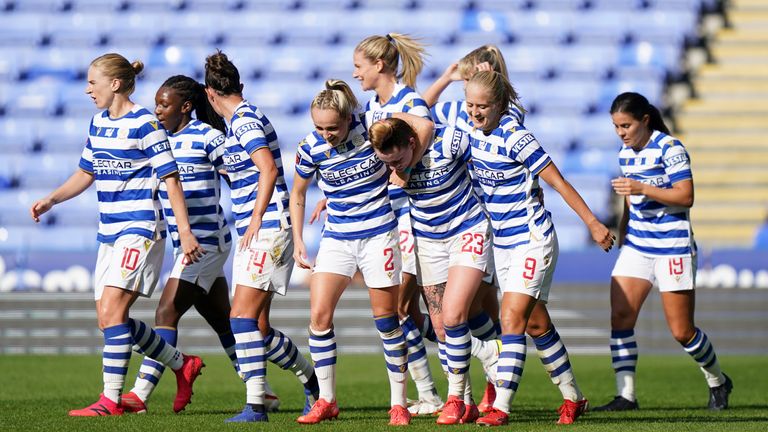 Reading's Rachel Rowe celebrates scoring