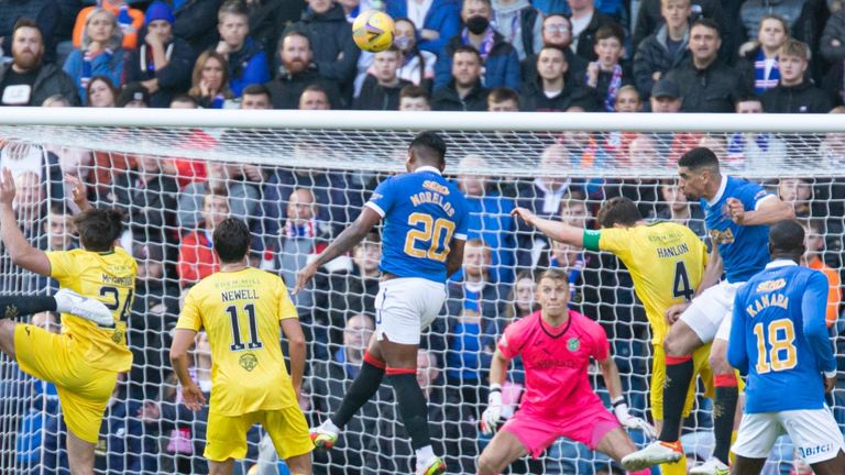 Rangers go close as they push for a winner

Can only be used for this Rangers v Hibs game (03/10/21) and must credit Alan Rennie and Cameron Allan