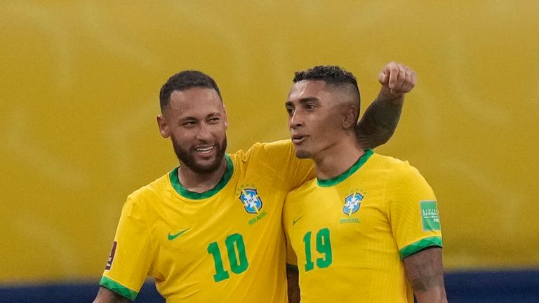 Leeds' Raphinha scored twice on his first Brazil start