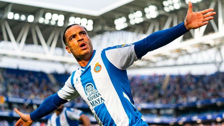 Raul de Tomas celebrates his finish for Espanyol