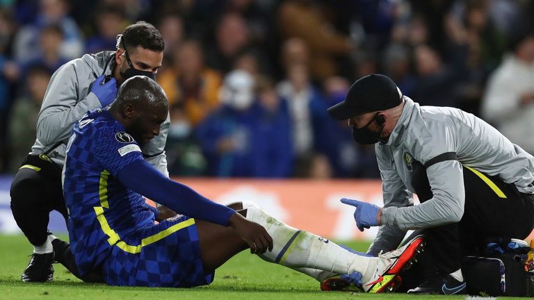 Romelu Lukaku receives treatment for an injury (Cal Sport Media via AP Images)