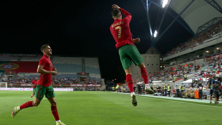 Ronaldo celebrates in his own inimitable style