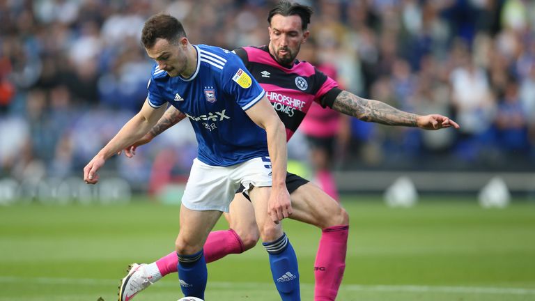 Ryan Bowman (pink and black colours) had to be taken off during the first half at Ipswich