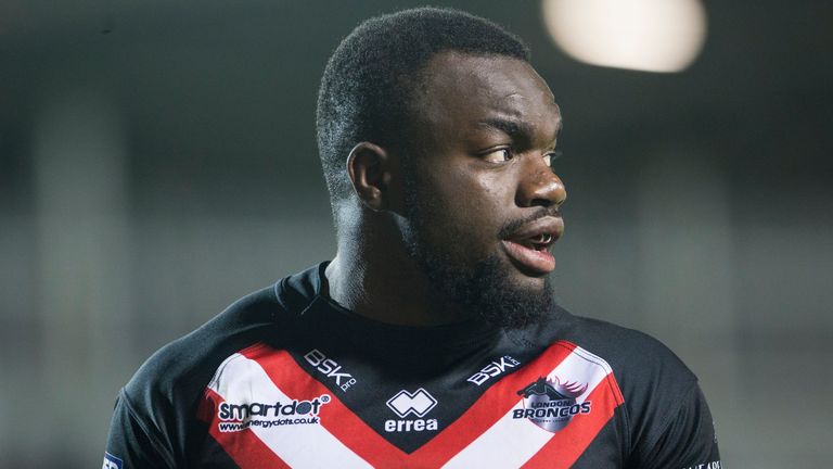 Picture by Isabel Pearce/SWpix.com - 08/03/2019 - Rugby League - Betfred Super League - St Helens v London Broncos - The Totally Wicked Stadium, Langtree Park, St Helens, England - Sadiq Adebiyi of London Broncos.