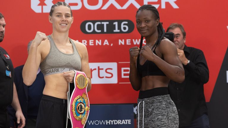 CHAMPIONSHIP BOXING WEIGH IN.METRO CENTRE,.NEWCASTLE.PIC;LAWRENCE LUSTIG.WBO Middleweight Championship of the World .SAVANNAH MARSHALL  and LOLITA MUZEYA  WEIGH IN BEFORE THEIR CONTEST ON BOXXER PROMOTIONS NIGHT OF CHAMPIONSHIP BOXING AT THE UTILITA ARENA,NEWCASTLE ON SATURDAY(16-10-21)