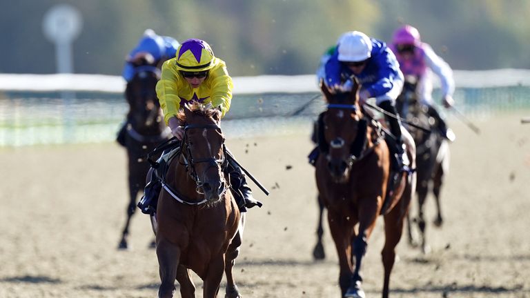 Sea La Rosa stretches clear of Pennymoor to win the River Eden Fillies' Stakes at Lingfield