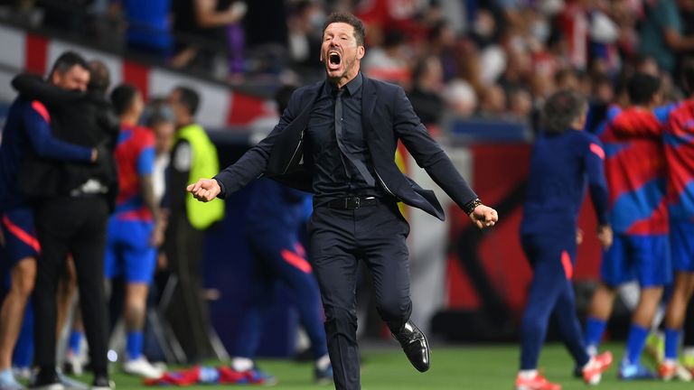 Atletico Madrid boss Diego Simeone celebrates his side's equaliser