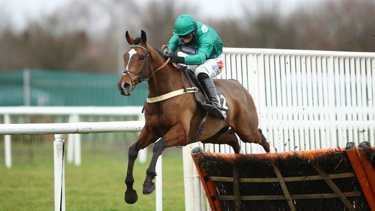 The Cob on his way to victory in the River Don Novices' Hurdle at Doncaster