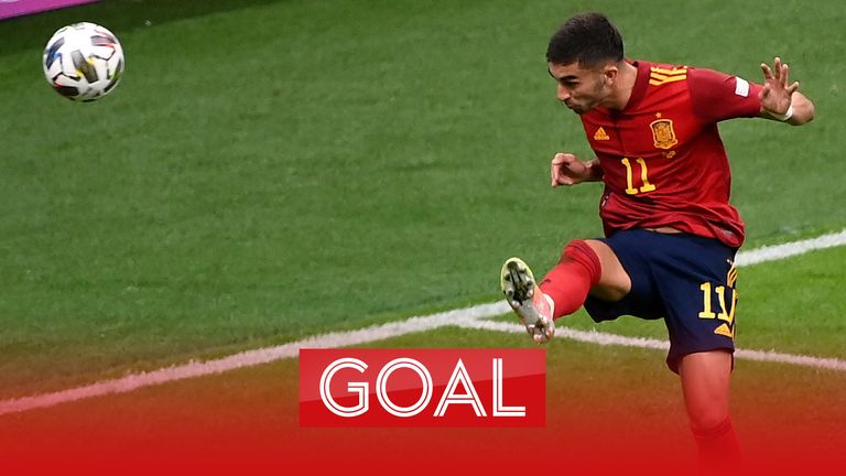 Ferran Torres scores his second in the UEFA Nations League semi final against Italy
