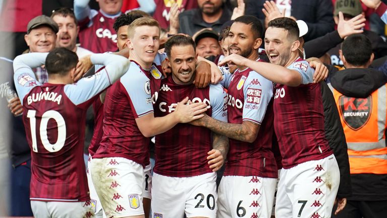 Aston Villa celebrate Danny Ings' opener