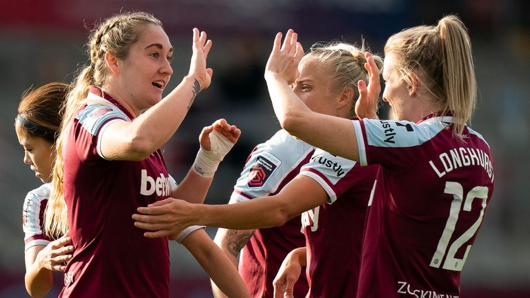 West Ham's Claudia Walker celebrates scoring