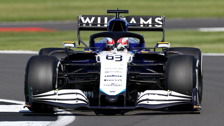 Williams&#39; George Russell during the British Grand Prix at Silverstone