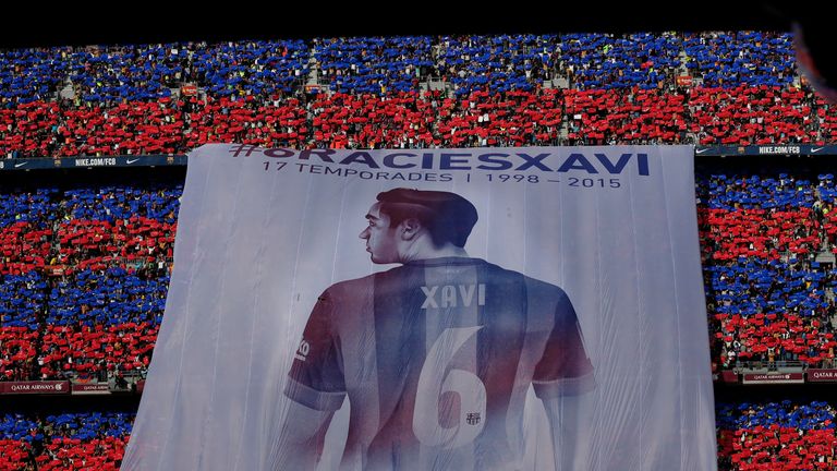 La légende du club Xavi a commencé sa carrière de joueur à Barcelone et est parti en 2015 (AP)