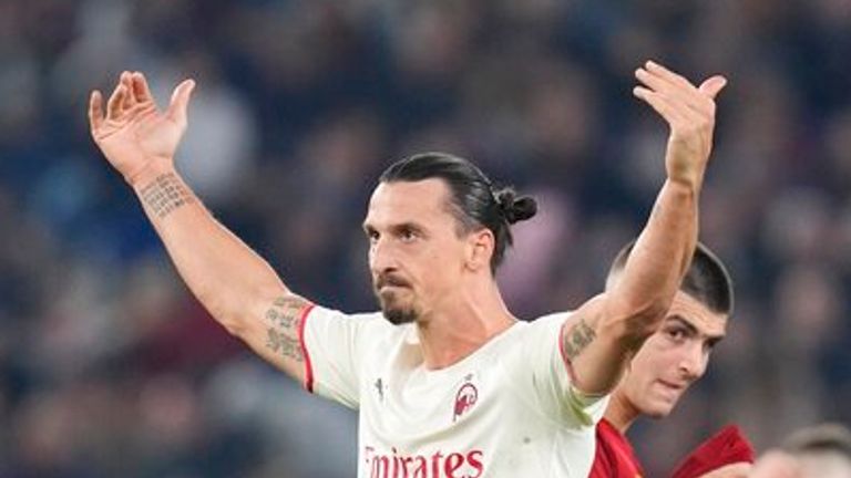 Zlatan Ibrahimovic scored against his former manager Jose Mourinho&#39;s new side Roma, to take Milan level with Napoli