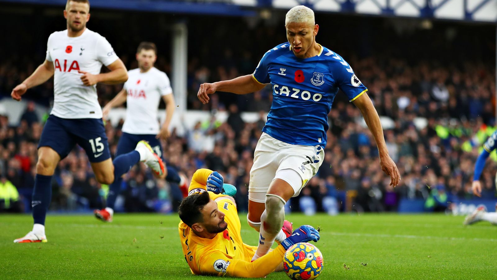 Everton 0-0 Tottenham: VAR overturns penalty for Hugo Lloris challenge ...