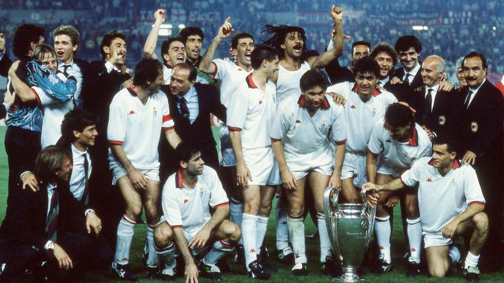 AC Milan celebrate winning the European Cup