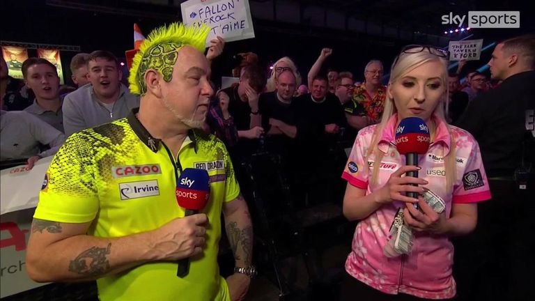 Fallon Sherrock suffered a narrow defeat in a brilliant Grand Slam of Darts quarter-final against Peter Wright (Image: PDC)
