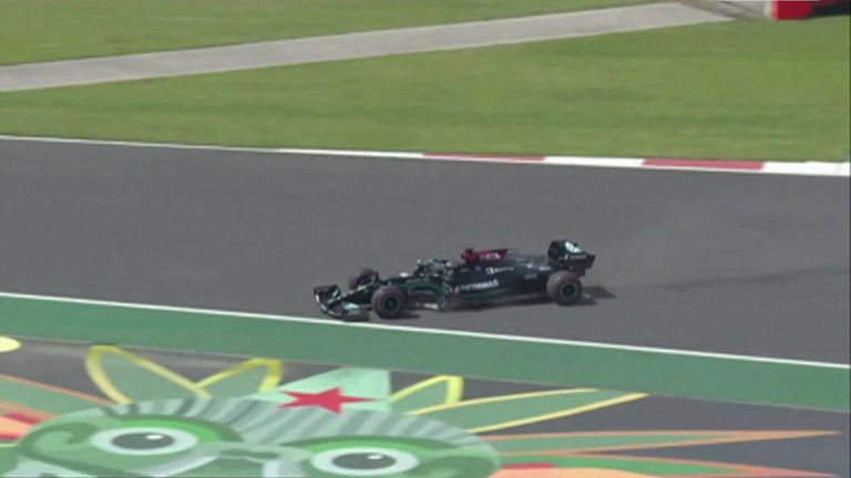 Hamilton runs wide at Turn One