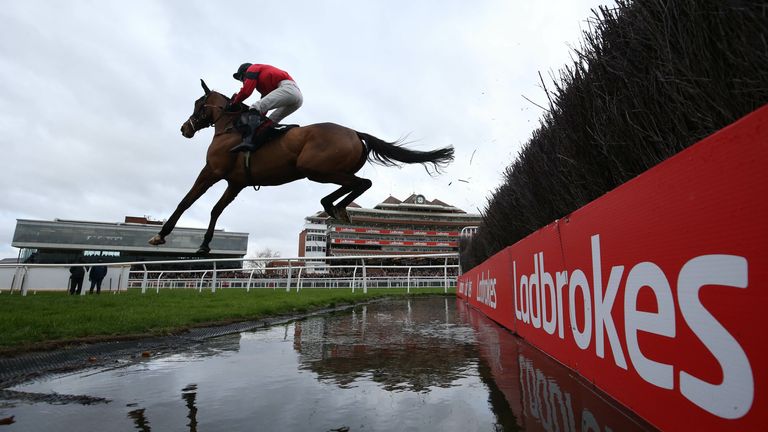 Ahoy Senor ridden by jockey Derek Fox on their way to winning the Ladbrokes John Francome Novices' Chase during Ladbrokes Trophy Day, part of the Ladbrokes Winter Carnival at Newbury Racecourse. Picture date: Saturday November 27, 2021. See PA story RACING Newbury. Photo credit should read: Steven Paston/PA Wire. RESTRICTIONS: Use subject to restrictions. Editorial use only, no commercial use without prior consent from rights holder.
