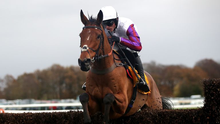 Bravemansgame ridden by jockey Harry Cobden wins at Haydock