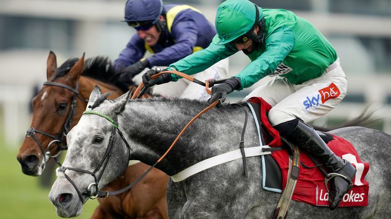 Caribean Boy ridden by Daryl Jacob (right) on their way to winning The Ladbrokes Committed To Safer Gambling Novices&#39; Chase at Newbury Racecourse.