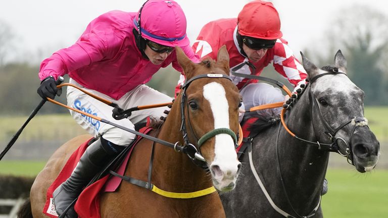 Fil Dor ridden by Davy Russell (right) wins at Fairyhouse