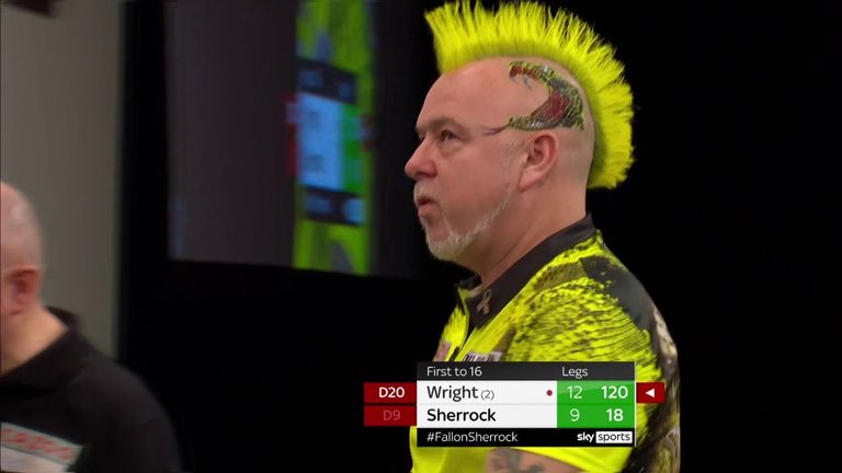 Sherrock came close to a 141 checkout but Wright lands tops for a 120 checkout