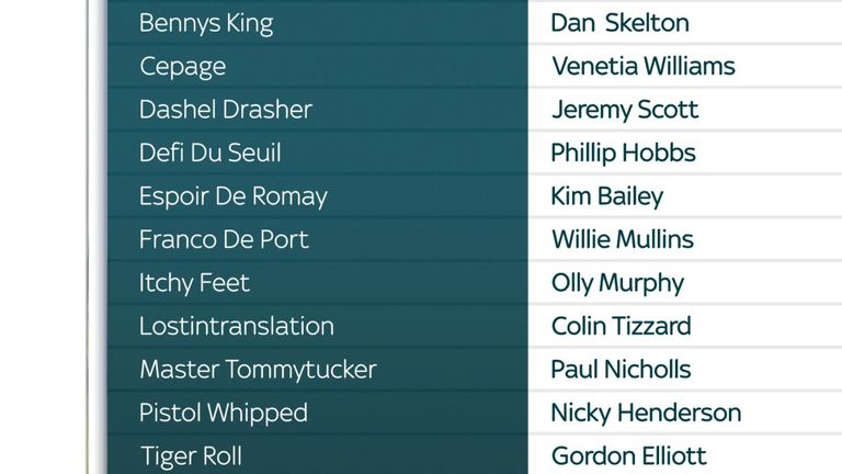 Entries for the Chanelle Pharma 1965 Chase at Ascot on Saturday