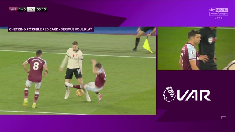 Aaron Cresswell escaped punishment for an incident with Jordan Henderson in the Premier League game between West Ham and Liverpool